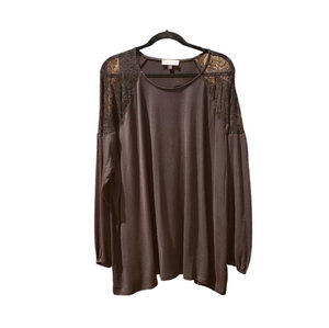 East Adeline Plus‎ Size Black Lace Shoulders Blouse Top 4X NWT